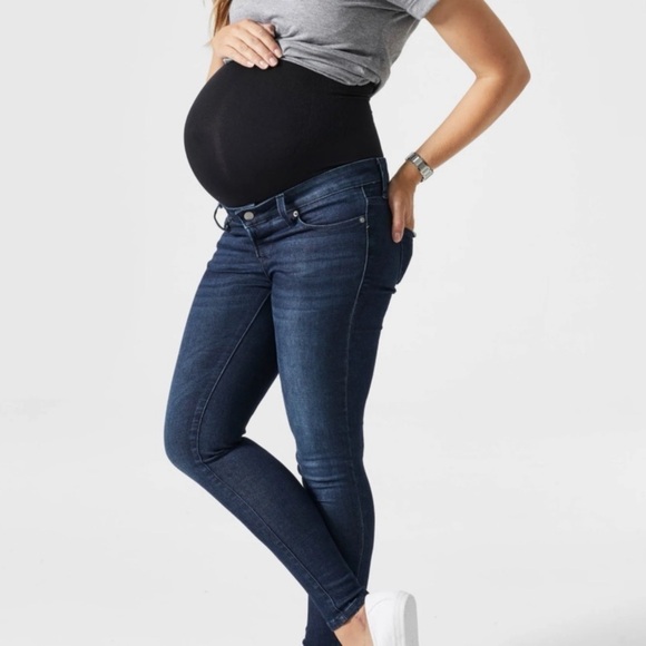 Blanqi Maternity Skinny Jeans Medium Wash Denim Size 4 NWT Stretch Support - Picture 1 of 9